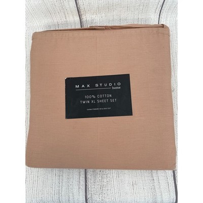 Max Studio Home Sheet Set Twin XL Clay Pink 100% Cotton 3pc Deep Pocket Soft