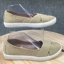 Comfortview Shoes Womens 8.5 W Athletic Jazlyn Slip On Flats Brown Fabric Casual