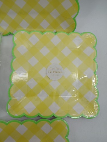 (Lot Of 4) Meri Meri Yellow Gingham Paper Plates Party Picnic 48 Total*** - Picture 6 of 14