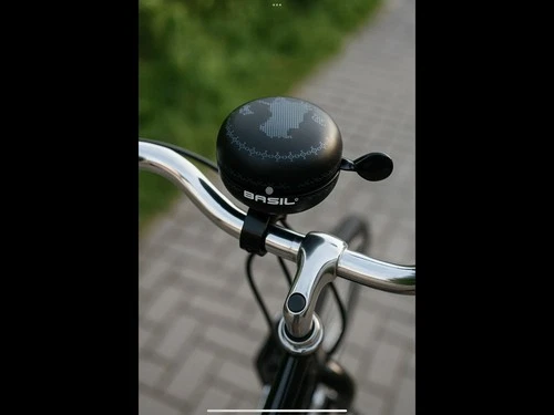 Basil Big Bell Boheme Fahrradklingel Schwarz mit Weltkarten-Design NEU OVP