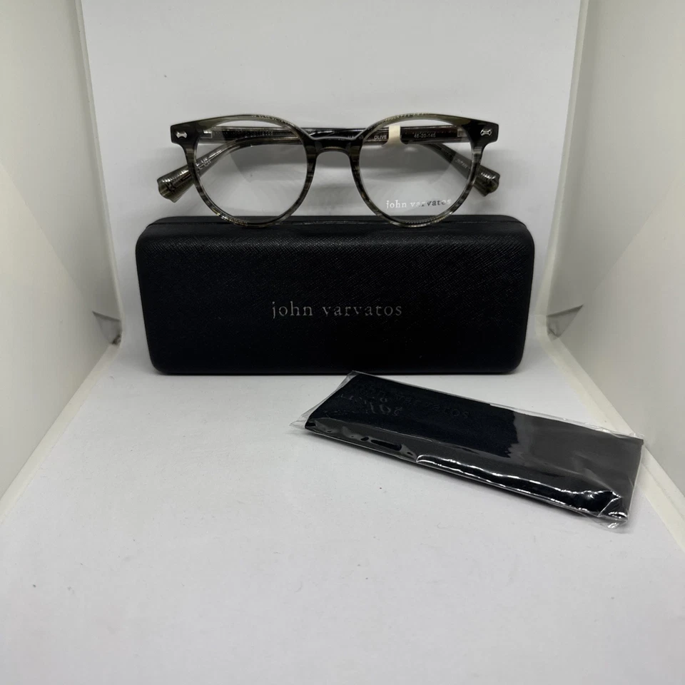 Óculos John Varvatos V434 48mm armação oliva com lente demo 48-20-145 novo - Imagem 2 de 4