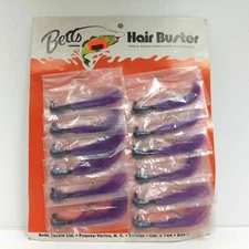 Betts Hair Buster Bass Jig Fishing Lures 12 Pc Dealer Card Purple 1/4oz