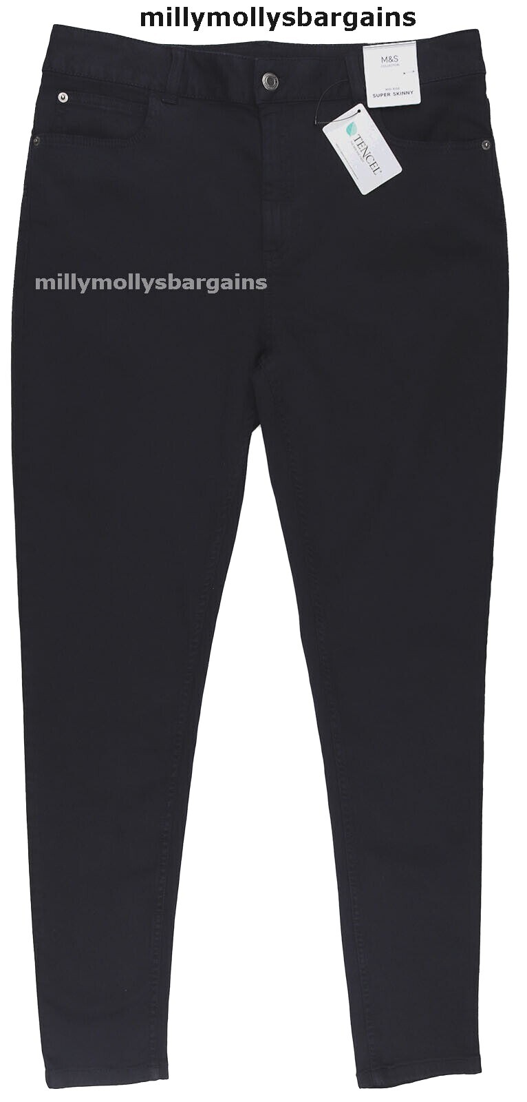 New M&S Womens Marks and Spencer Blue Super Skinny Jeans Size 16 12