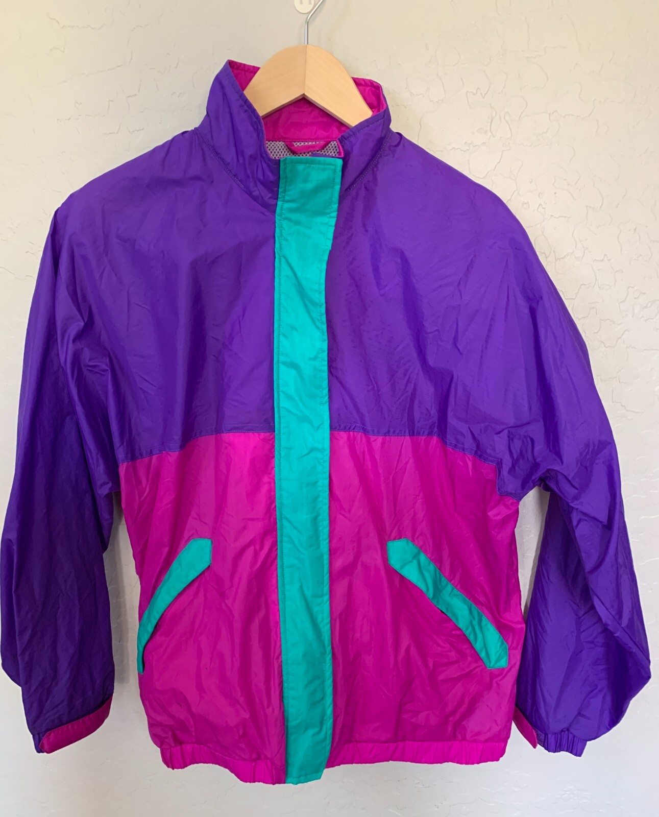 Vintage 80s 90s Color Block Rain Jacket 