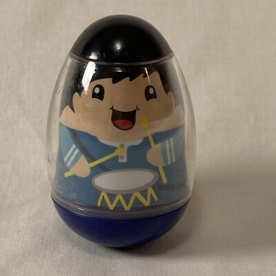 #8 2009 Playskool Little Drummer Boy Weebles Wobble 3'' Tall Blue Black Hair