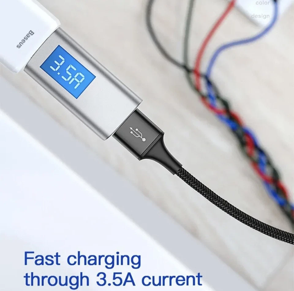 Baseus 4 in 1 USB Data Sync Fast Charging Cable 120  CM For Cellphone Universal - Image 3 of 4