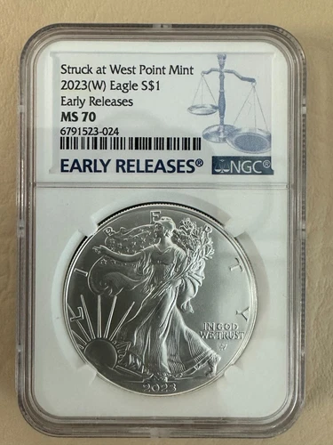 2023 W Silver Eagle NGC MS70 - Early Releases Struck at West Point Mint
