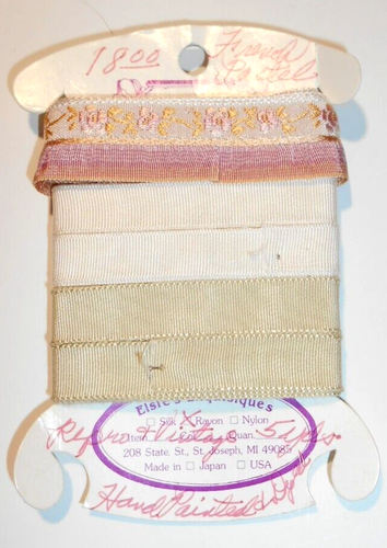 Jacquard Embroidered Floral Grosgrain Trim Ribbon French Pastels 5 Yds Hand Dyed - Picture 2 of 5