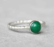 Natural Green Jade Ring,925 Sterling Silver,Stacking Ring,Gift,All Sizes 3 to 14