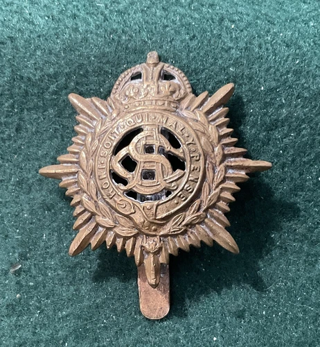 Ww1 Brass MILITARY "Honi Soit Qui Mal Y Pense"   Army Servis Corps  BADGE  K48