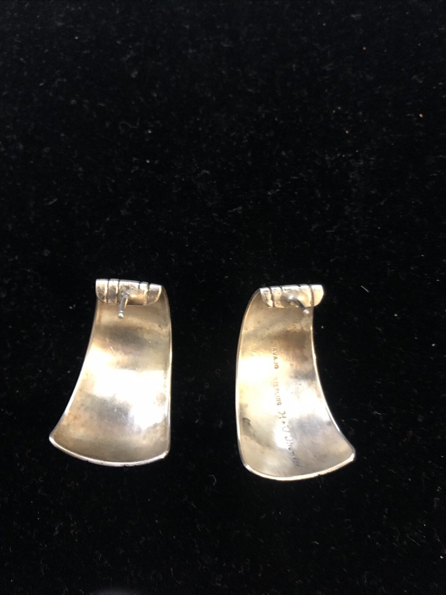 Navajo Artist H&V Thompson   Sterling Sliver Hoops. View 2