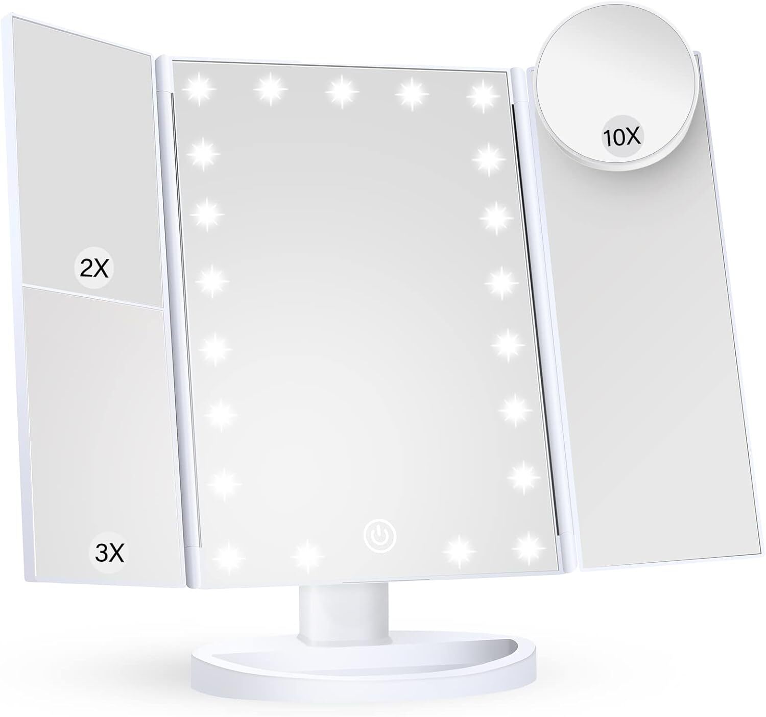 Vanity Makeup Mirror with LED Lights 2X 3X 10X Magnification in White  -image