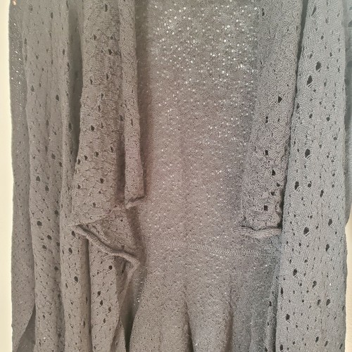 Eileen Fisher Black 100% Merino Wool Cardigan Sweater SZ XS Italian Yarn Knit - Picture 3 of 6
