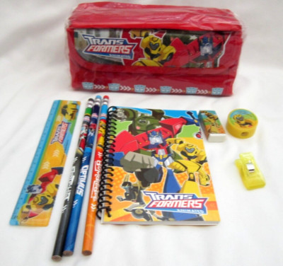 Hasbro Transformers Red Pencil Case Pouch and Stationary Set Combo-Brand New!v2