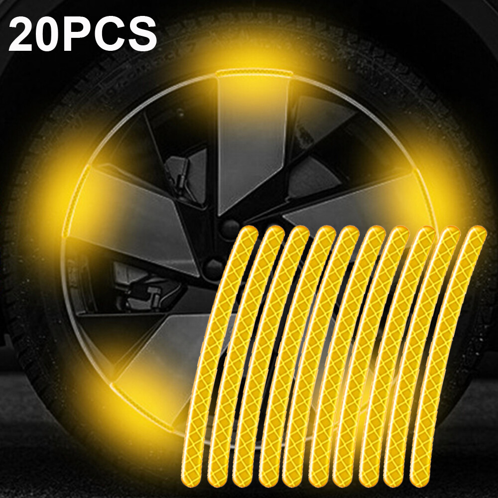 20Pcs Reflective Strip Stickers Wheel Hub Rim Stripe Tape Decal Car