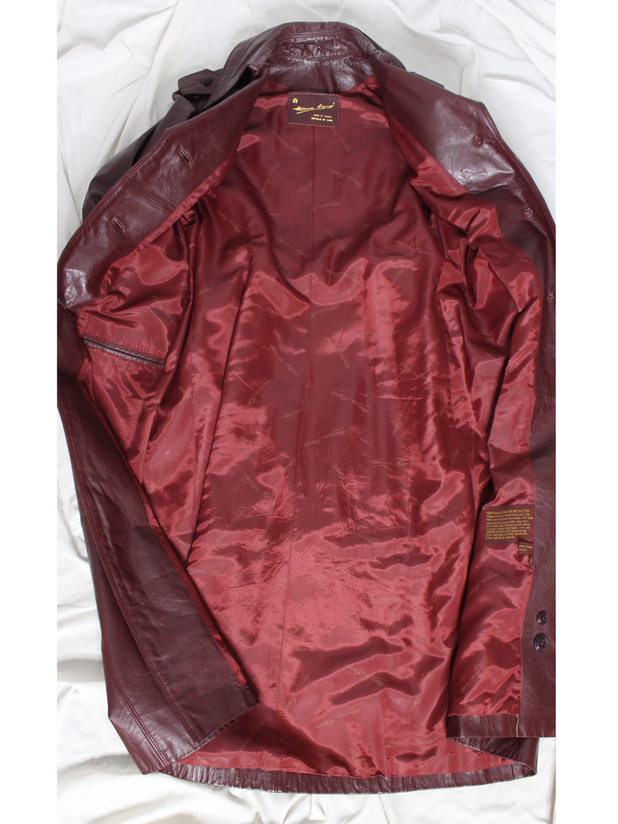 Womens Leather Trench Coat Red Burgundy 10 Long Etienne Womens Leather Trench Coat Red Burgundy 10 Long Etienne