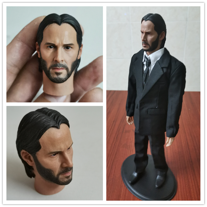 CUSTOM 1/6 John Wick Head Sculpt For Keanu Reeves 12