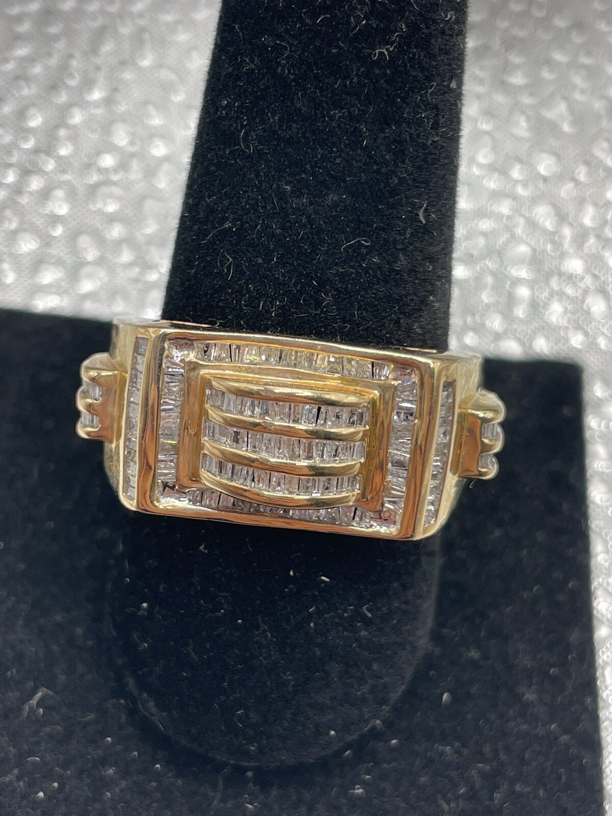 10K Solid Yellow Gold Man Ring With Diamonds, Siz… - image 1