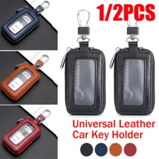 1/2PCS Leather Car Remote Key Fob Chain Zipper Wallet Holder Bags Case Cover