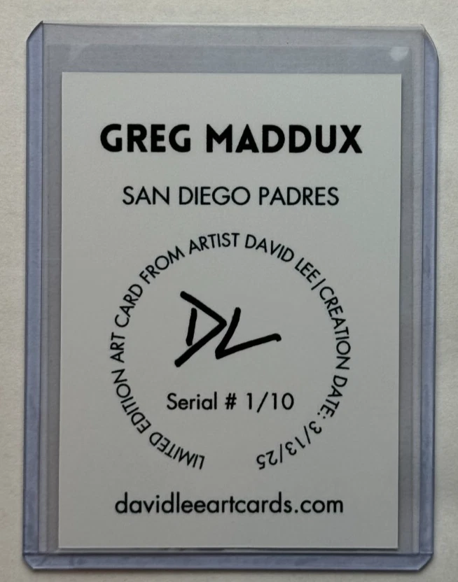 Greg Maddux Limited Edition Artist Signed "San Diego Padres" Trading Card 1/10 - Image 2 of 2