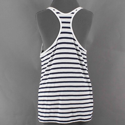 Alexander Wang Sz L Navy Blue White Stripe Racerback Linen