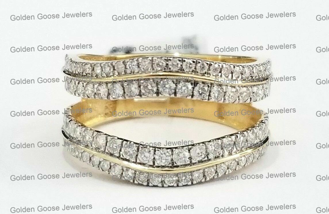 FILA Giacca esaltatore solitario protezione anello due file diamante tondo oro giallo 14 kt