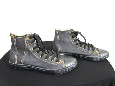 EUC! Levis Denim Blue Jean Canvas Black Toe High Top Sneakers Mens Size 13