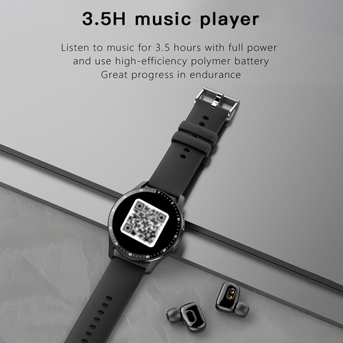 2 in 1 Smart Watch W/ Earbuds Smartwatch True Wireless Bluetooth Headsets Black - Zdjęcie 15 z 22