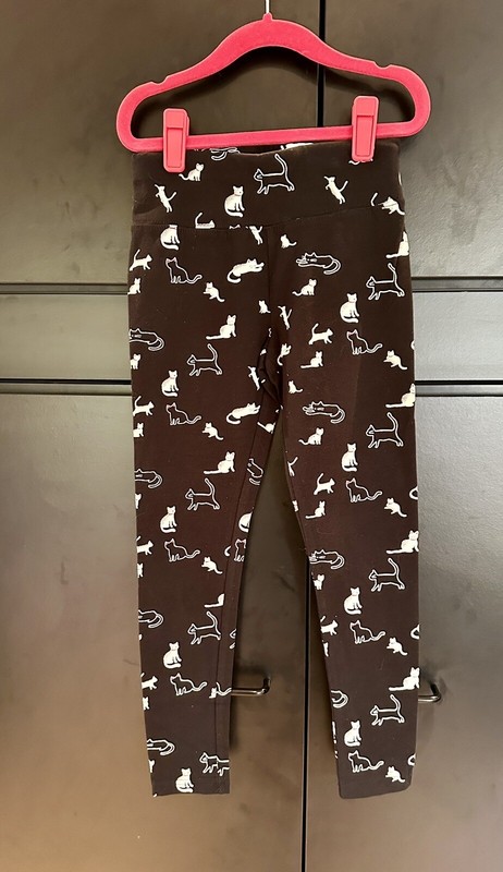 Justice Leggings Black/White Cats Size 7 EUC