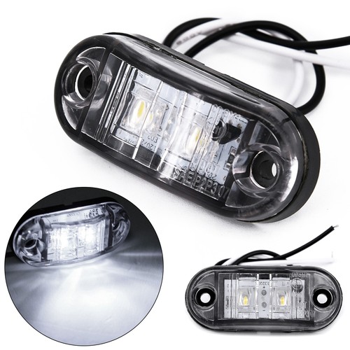 LED 2pcs White Side Marker Lights super Clearance Lamp Car Truck Trailer 12V - Picture 3 of 13