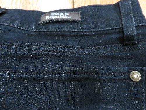 Pantalones de mezclilla Rock & Republic para mujer Berlín lavado oscuro ajustados talla 27 x 27,5 hechos en EE. UU. - Imagen 8 de 12