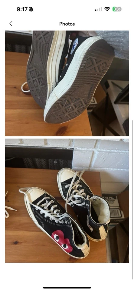 Talla 7 - Converse Chuck Taylor All-Star High CDG Comme Des Garcons PLAY Negro Foto 4 de 4