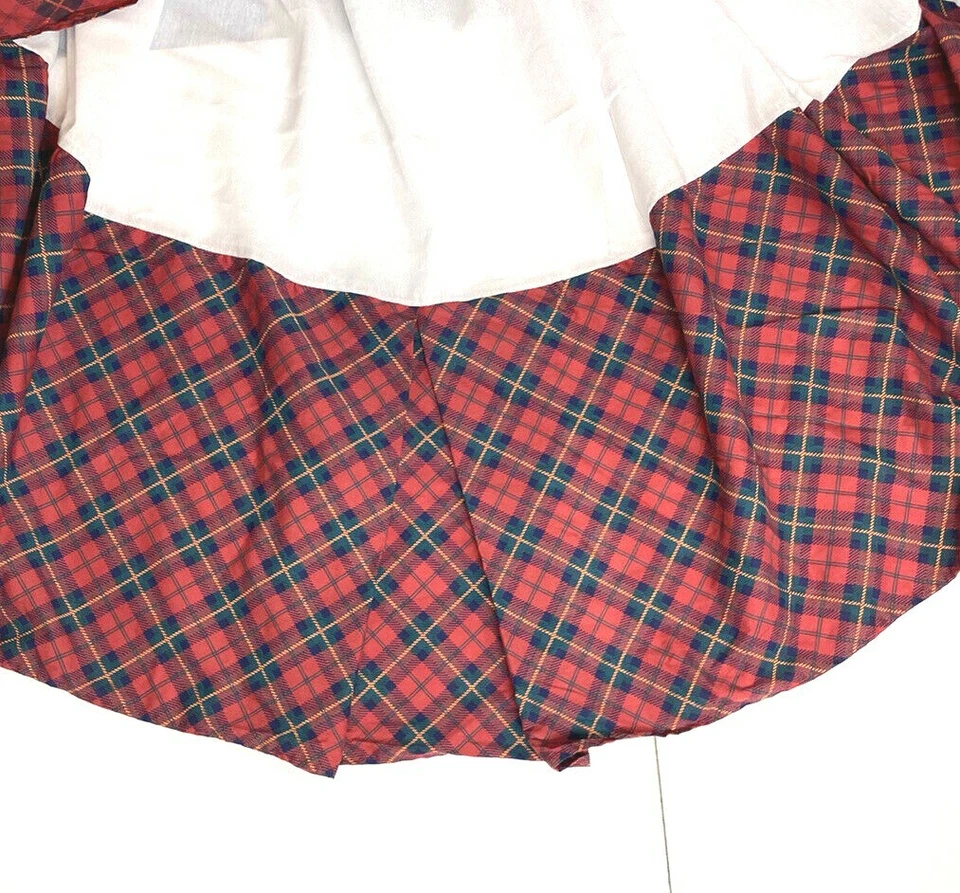 Vintage Springs Bed Skirt Twin Size Red Blue Plaid Tartan High End Traditional - Image 3 of 4