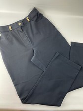 St John Sport By Marie Gray Navy Size 6 Pant Gold Logo Belt Loops  Button EUC