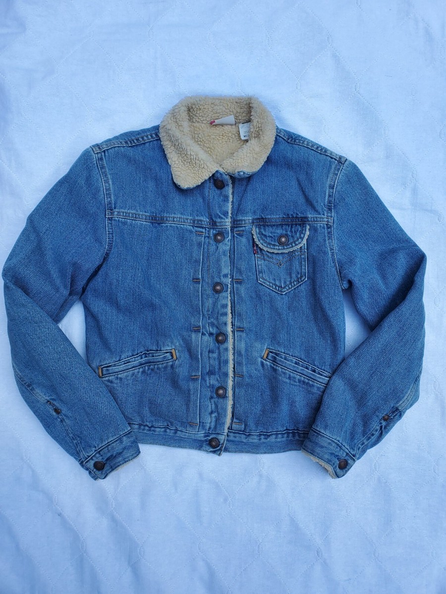 Fur Jacket Jean Levis Levis Womens Red Tab Faux Fur Lined Collared