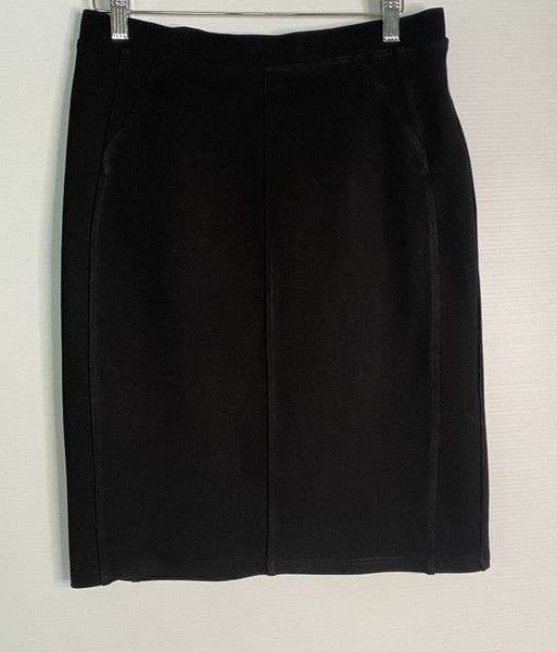 Veronika Maine Skirt Women M Black Knee Length Pencil Skirt Stretch Career Work