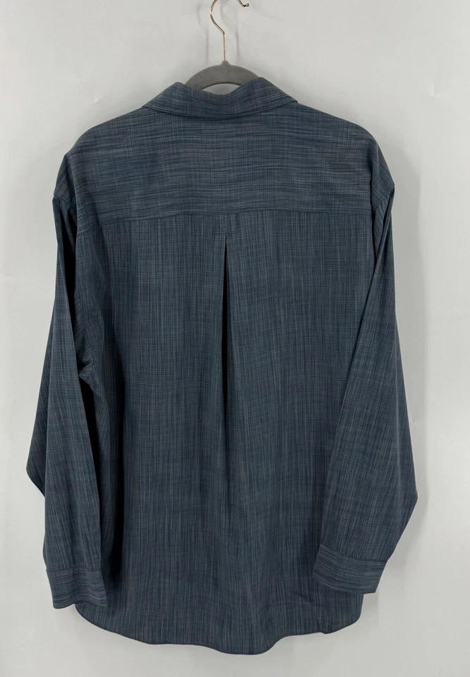 Camisa de vestir Indigo Palms para hombre talla grande azul tostado cuello a cuadros abotonada Foto 2 de 3