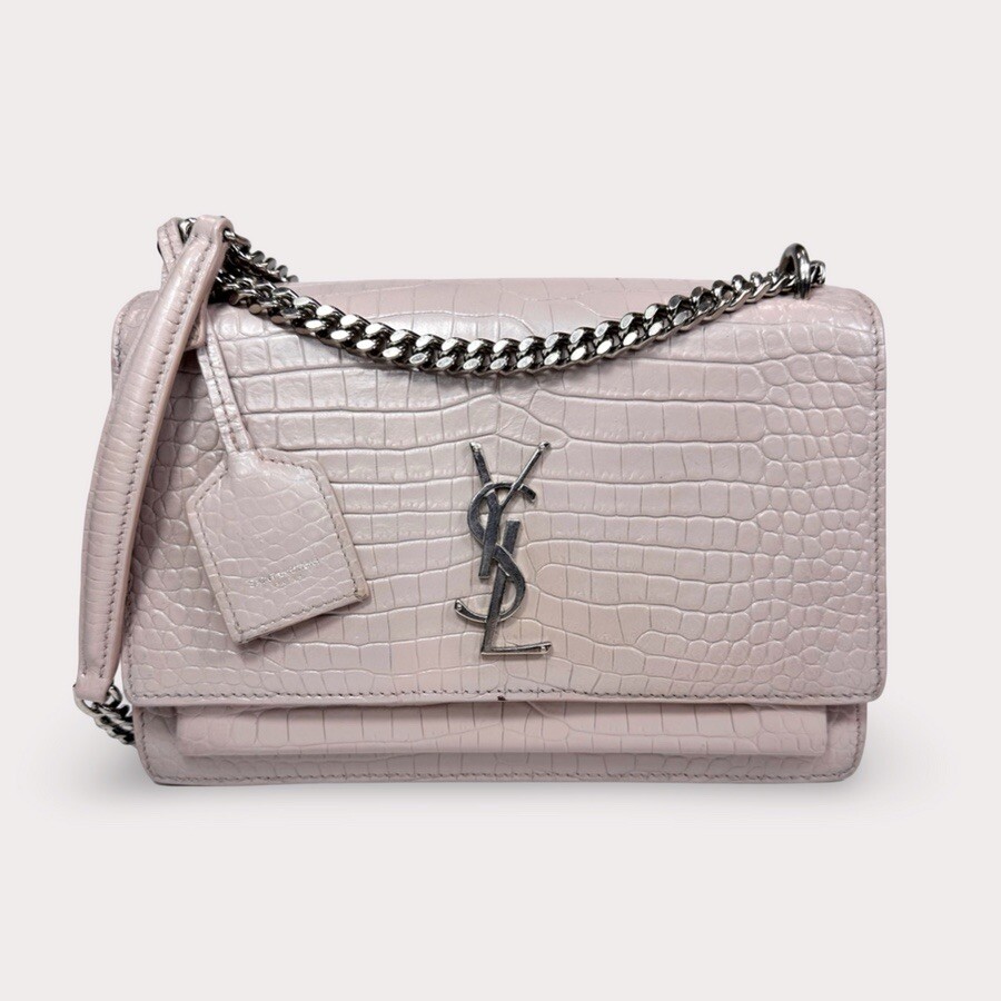 Saint Laurent Borsa media al tramonto in coccodrillo goffrata