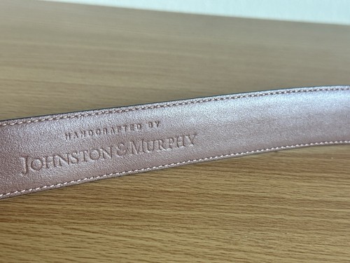 Johnston & Murphy Double Pinked Brown Leather Belt Size 40 Silvertone Buckle - Picture 7 of 19