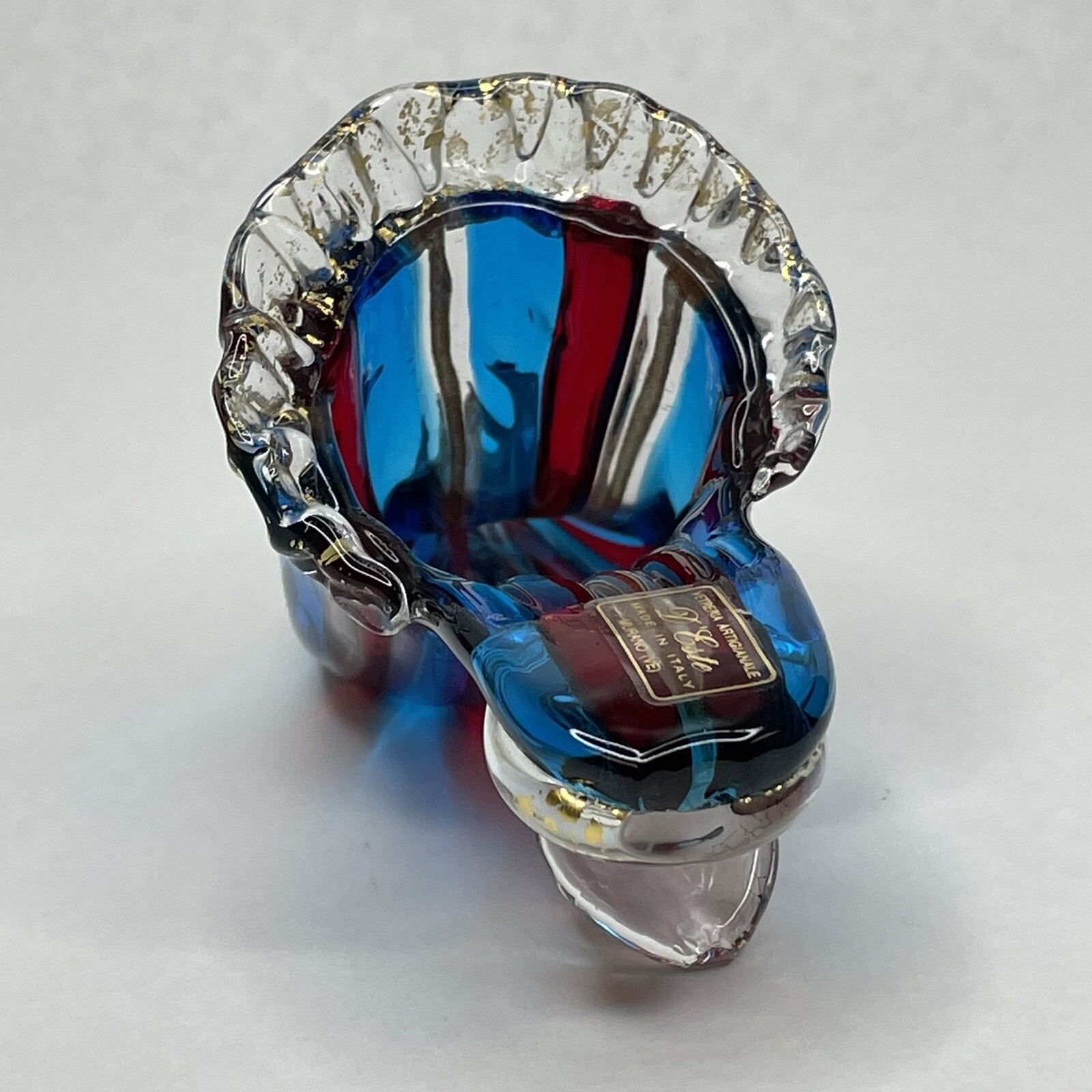 PANTOFOLA D’ORO Pantofola Murano Rosso Blu Oro Dorato Vetro Vetreria Artigianale D'Este Italia Righe