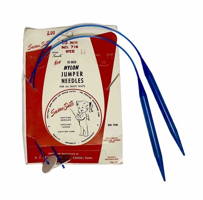 Susan Bates Blue Nylon Jumper Needles 18'' Size 13 for BULKY Knits Vintage NOS