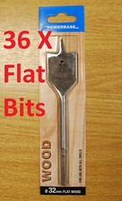 Powerbase 32mm Flat Wood Drill Bits x 36 Quantity Bulk Box