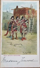 Native American 1901 Postcard: Moki Snake Dancers - Artist-Signed