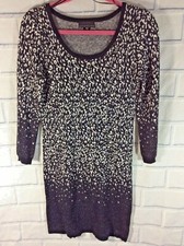 Attention Sweater Dress Size Small Black White Metallic (Hw)