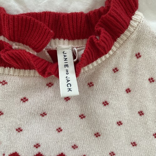 Janie And Jack Girls Reindeer Sweater New Nwot Size 8 Holiday Red Christmas - Picture 3 of 7