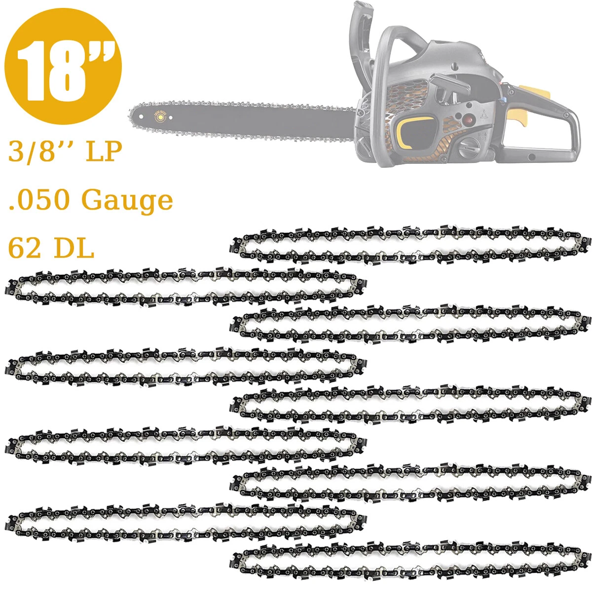18 inch Chainsaw Chain 3 8 .050 62DL For Poulan PR4218 4218A 4218AVX Chainsaw