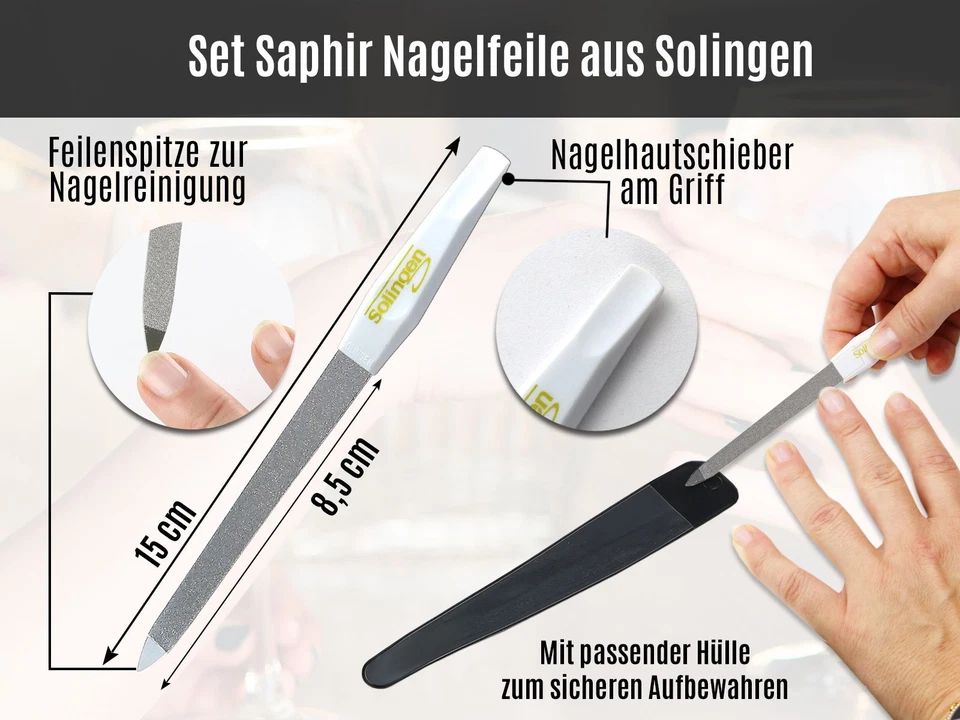 ⭐⭐⭐ 7 Solingen Nail Files Solingen Sapphire 15cm Metal File Nail File Case - Image 2 of 4