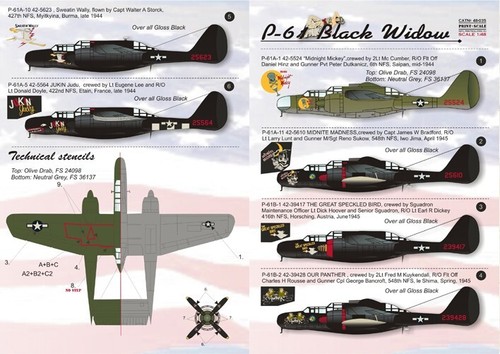 Calcomanías de tobogán acuático escala 48-035 impresión avión 1:48 P-61 Black Widow parte 2 - Imagen 4 de 24