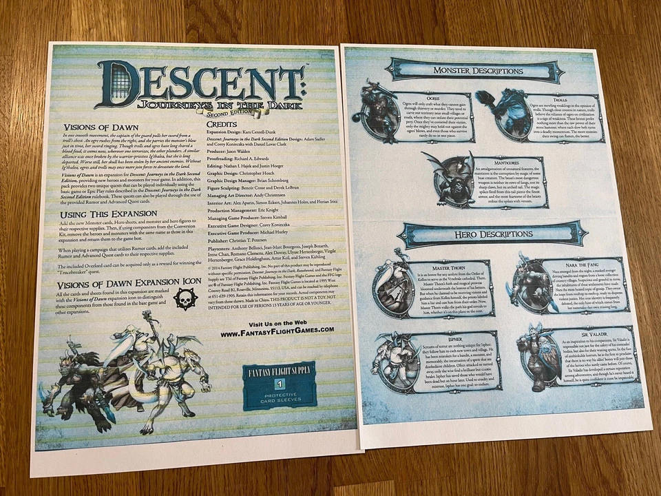DESCENT 2ND ED - VISIONS OF DAWN EXPANSION - Monster and Hero - Please Read! - Bild 2 von 3