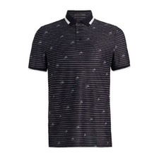New G/FORE Golf Men's Script Stripe Tech Pique Polo Black / White - Pick Size